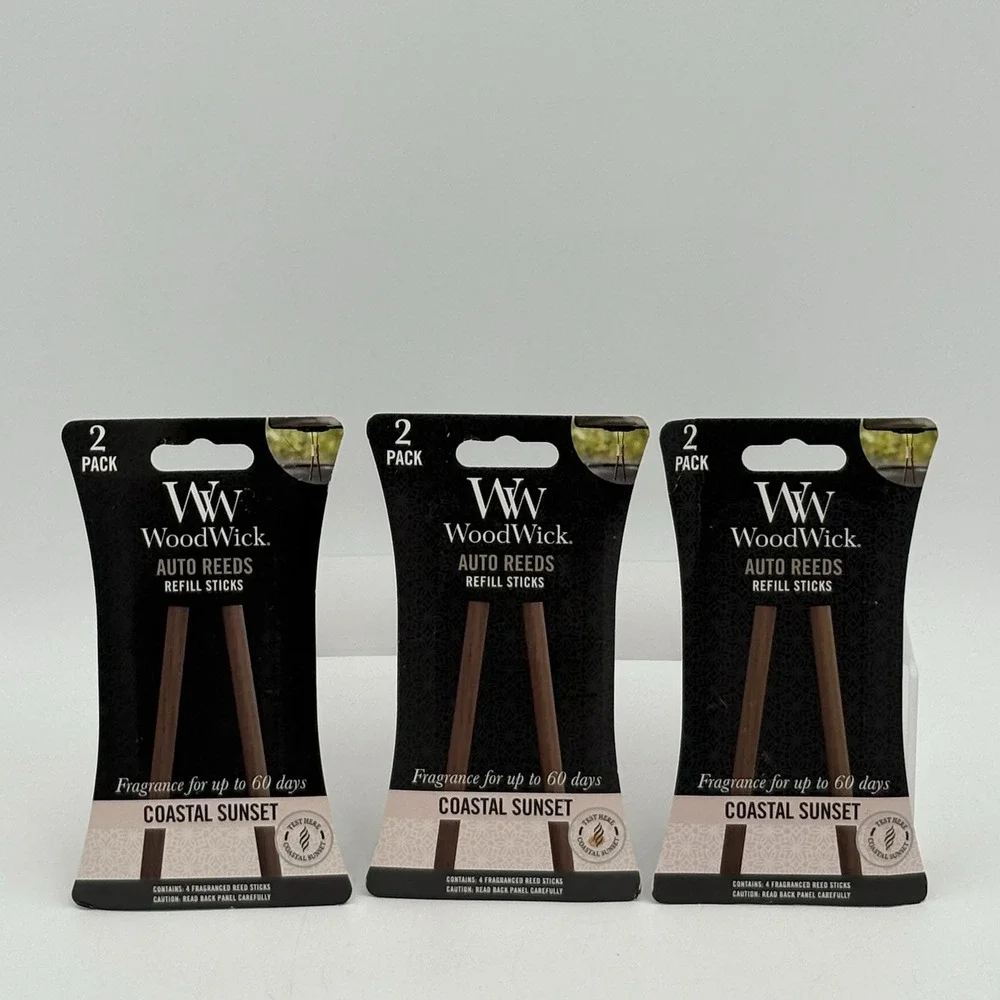 3x WoodWick Auto Reeds Coastal Sunset Car Air Freshener Refills 2-Pack Each‎